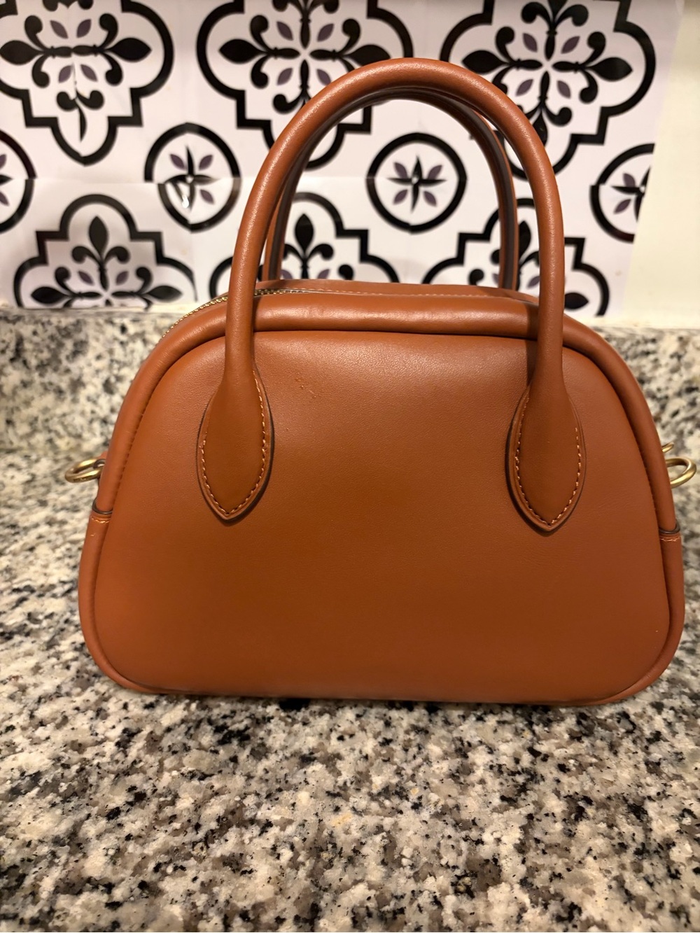 Coach Tan Leather Dome Satchel with Detachable Strap - Picture 5 of 9